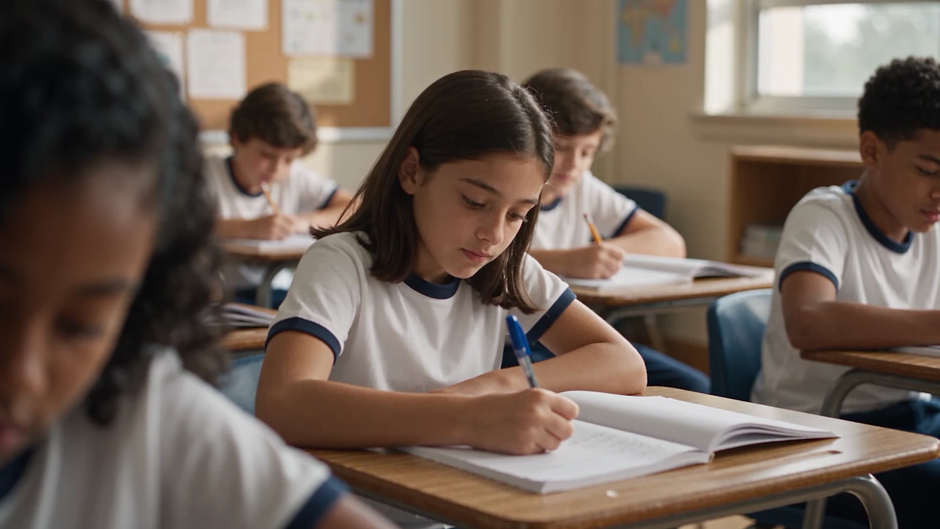 Students at their desks in a classroom, from the IMMERO concept film